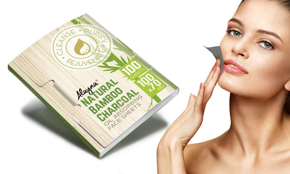 Sábanas de Bloting de Aceite, toallitas de carbón de bambú natural, 100 hojas por paquete, papel orgánico de blotting - Blotters de belleza para la cara, papeles eliminan el exceso de brillo - para el maquillaje facial y el cuidado de la piel