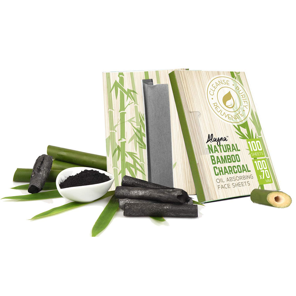 Sábanas de Bloting de Aceite, toallitas de carbón de bambú natural, 100 hojas por paquete, papel orgánico de blotting - Blotters de belleza para la cara, papeles eliminan el exceso de brillo - para el maquillaje facial y el cuidado de la piel