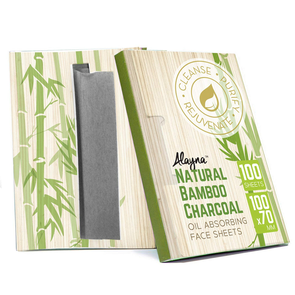 Sábanas de Bloting de Aceite, toallitas de carbón de bambú natural, 100 hojas por paquete, papel orgánico de blotting - Blotters de belleza para la cara, papeles eliminan el exceso de brillo - para el maquillaje facial y el cuidado de la piel