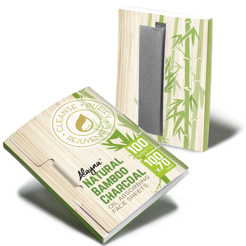 Sábanas de Bloting de Aceite, toallitas de carbón de bambú natural, 100 hojas por paquete, papel orgánico de blotting - Blotters de belleza para la cara, papeles eliminan el exceso de brillo - para el maquillaje facial y el cuidado de la piel
