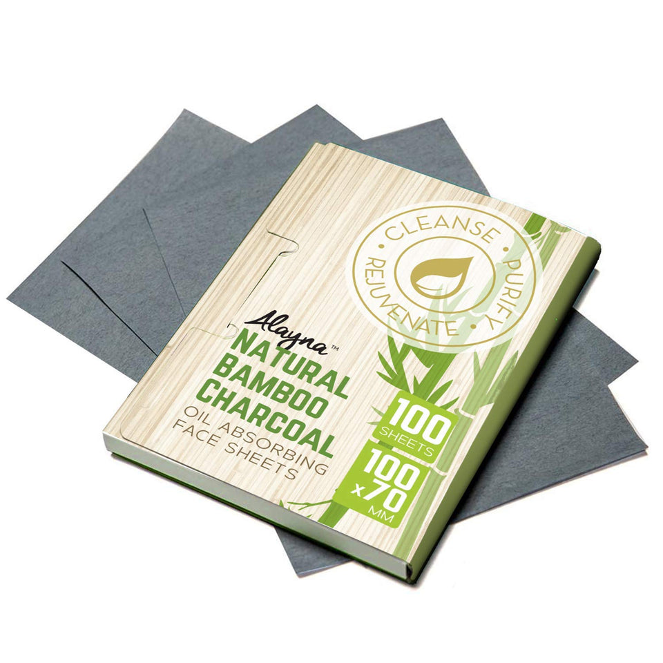 Sábanas de Bloting de Aceite, toallitas de carbón de bambú natural, 100 hojas por paquete, papel orgánico de blotting - Blotters de belleza para la cara, papeles eliminan el exceso de brillo - para el maquillaje facial y el cuidado de la piel